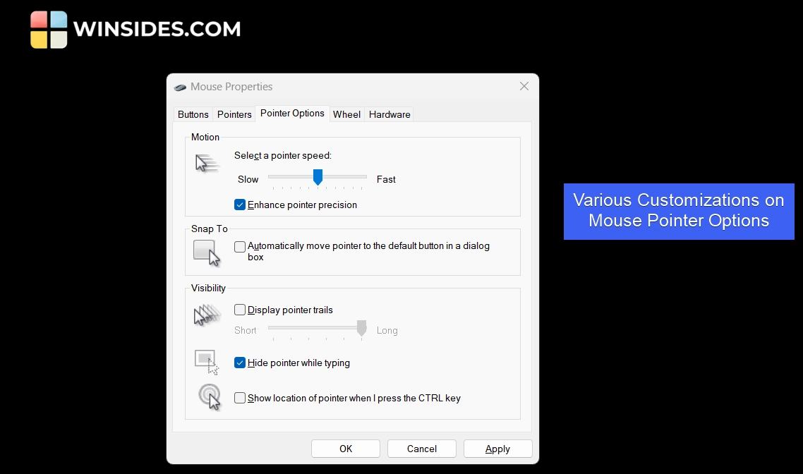 Various Customizations on Mouse Pointer Options Various Customizations on Mouse Pointer Options