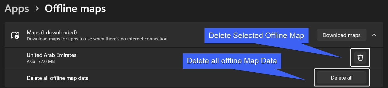 Deleting Offline Map Data Deleting Offline Map Data