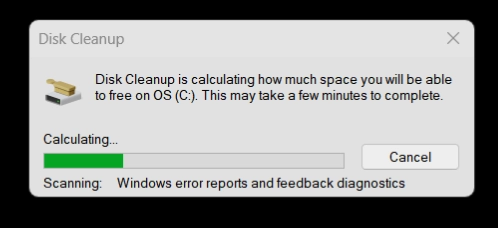 Disk Cleanup searching for the Temporary Files Disk Cleanup searching for the Temporary Files