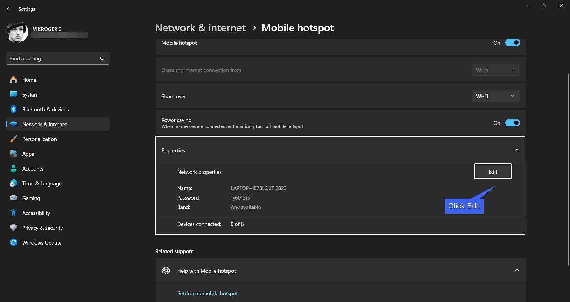 Mobile Hotspot Properties Mobile Hotspot Properties