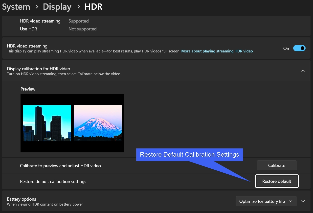 Restore Default Calibration Settings Restore Default Calibration Settings
