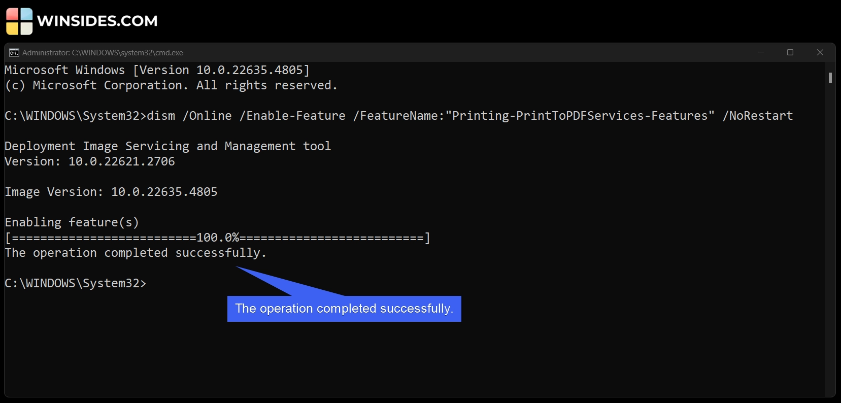 The operation completed successfully The operation completed successfully