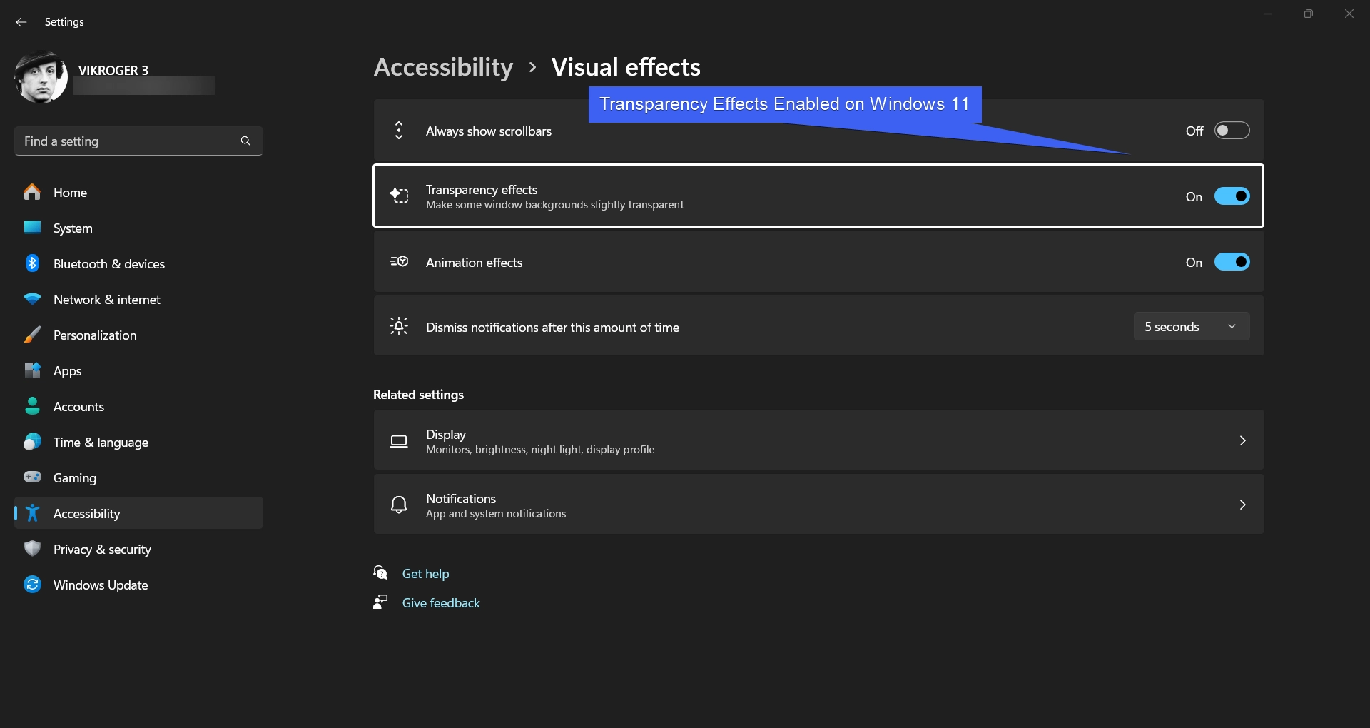 Transparency Effects Enabled on Windows 11 Transparency Effects Enabled on Windows 11