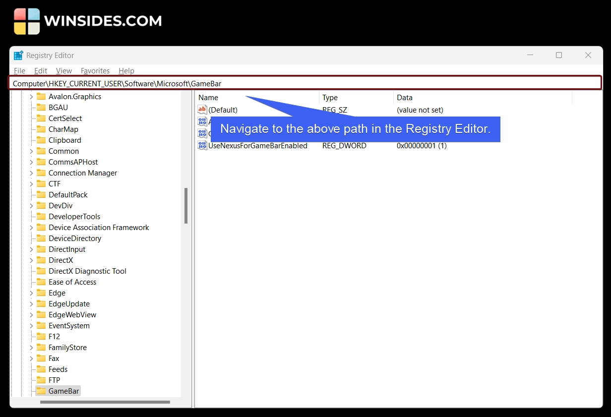 Navigate to the following path in the Registry Editor Navigate to the following path in the Registry Editor