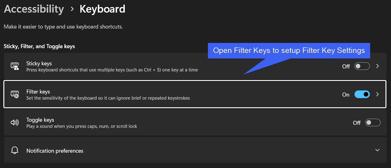 Open Filter Keys Open Filter Keys