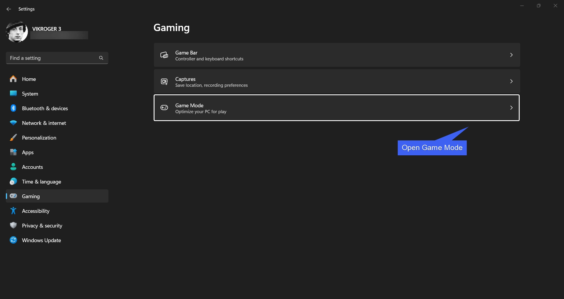 Open Game Mode Open Game Mode
