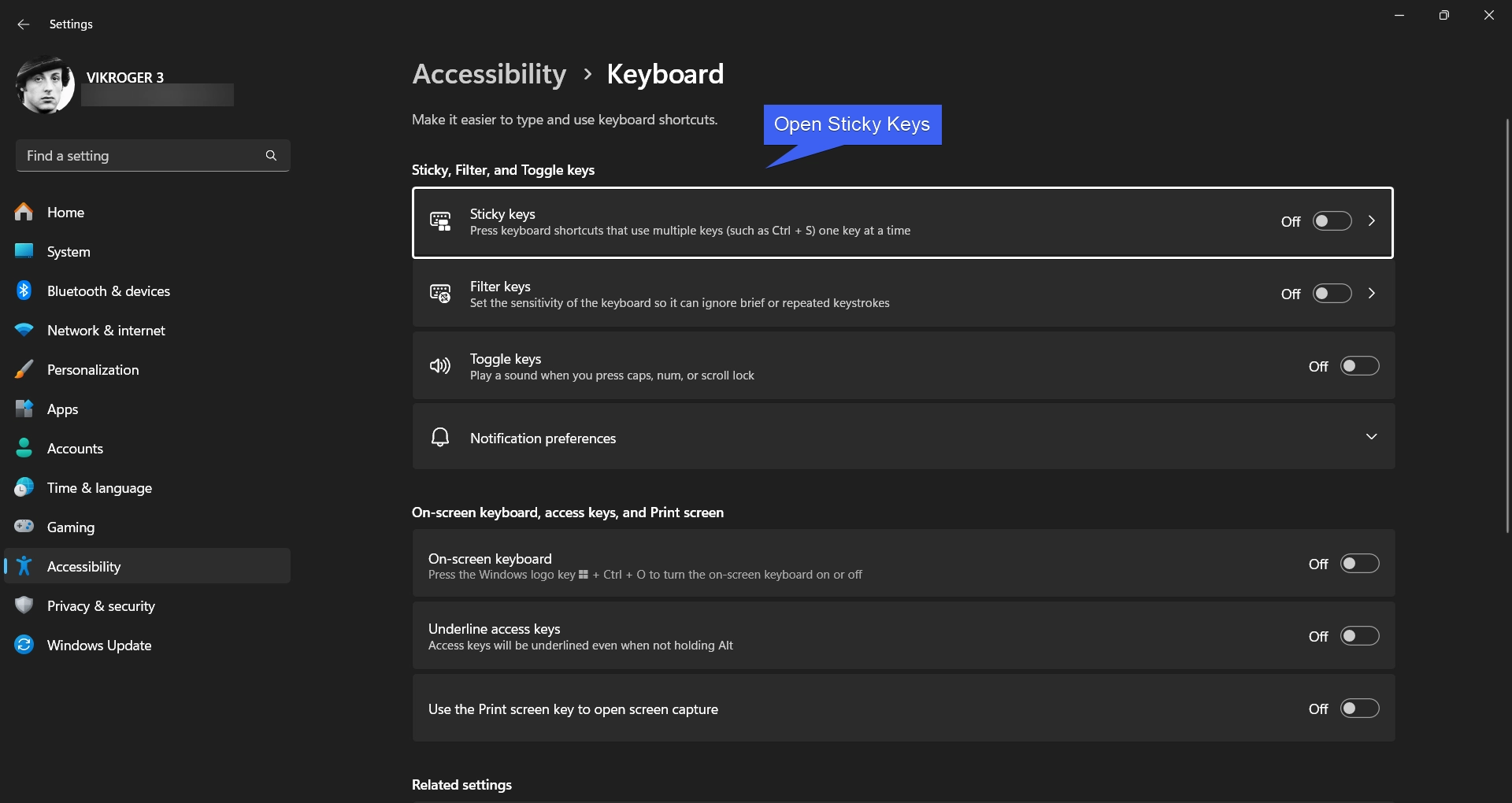 Open Sticky Keys Open Sticky Keys