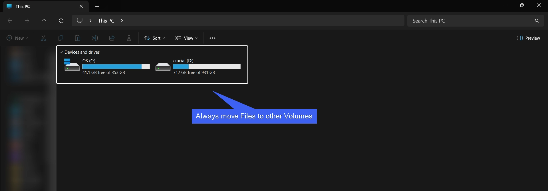 Always move Files to other Volumes Always move Files to other Volumes