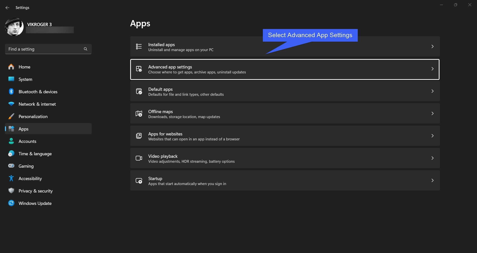 How to Enable Sudo Command on Windows 11? 2 Click on Advanced App Settings