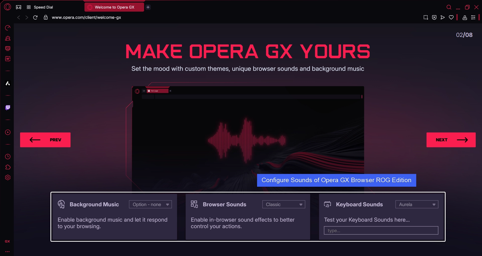 Configure Opera GX Sounds Configure Opera GX Sounds