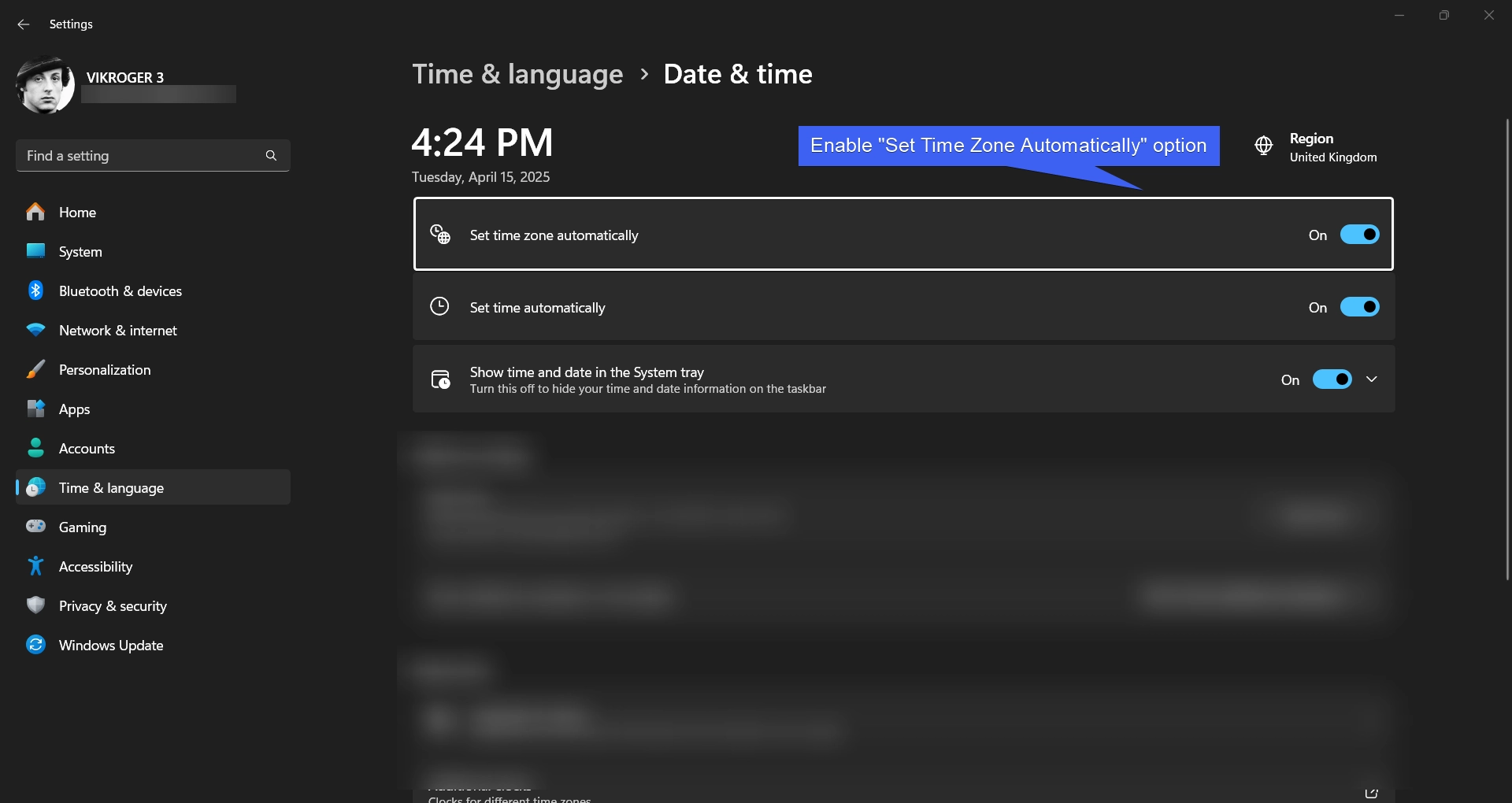 Enable Set Time Zone Automatically Enable Set Time Zone Automatically