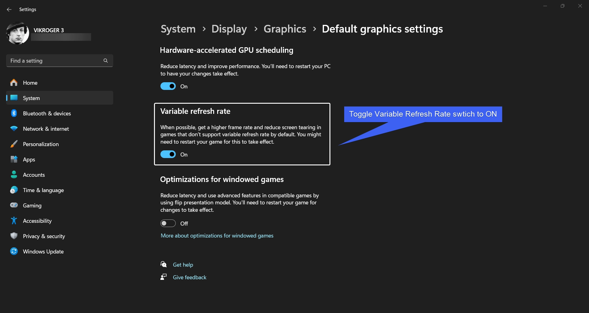 Enable Variable Refresh Rate on Windows 11 Enable Variable Refresh Rate on Windows 11