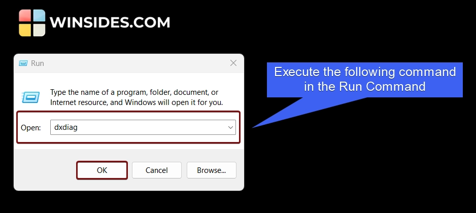Execute the following command in the Run Execute the following command in the Run