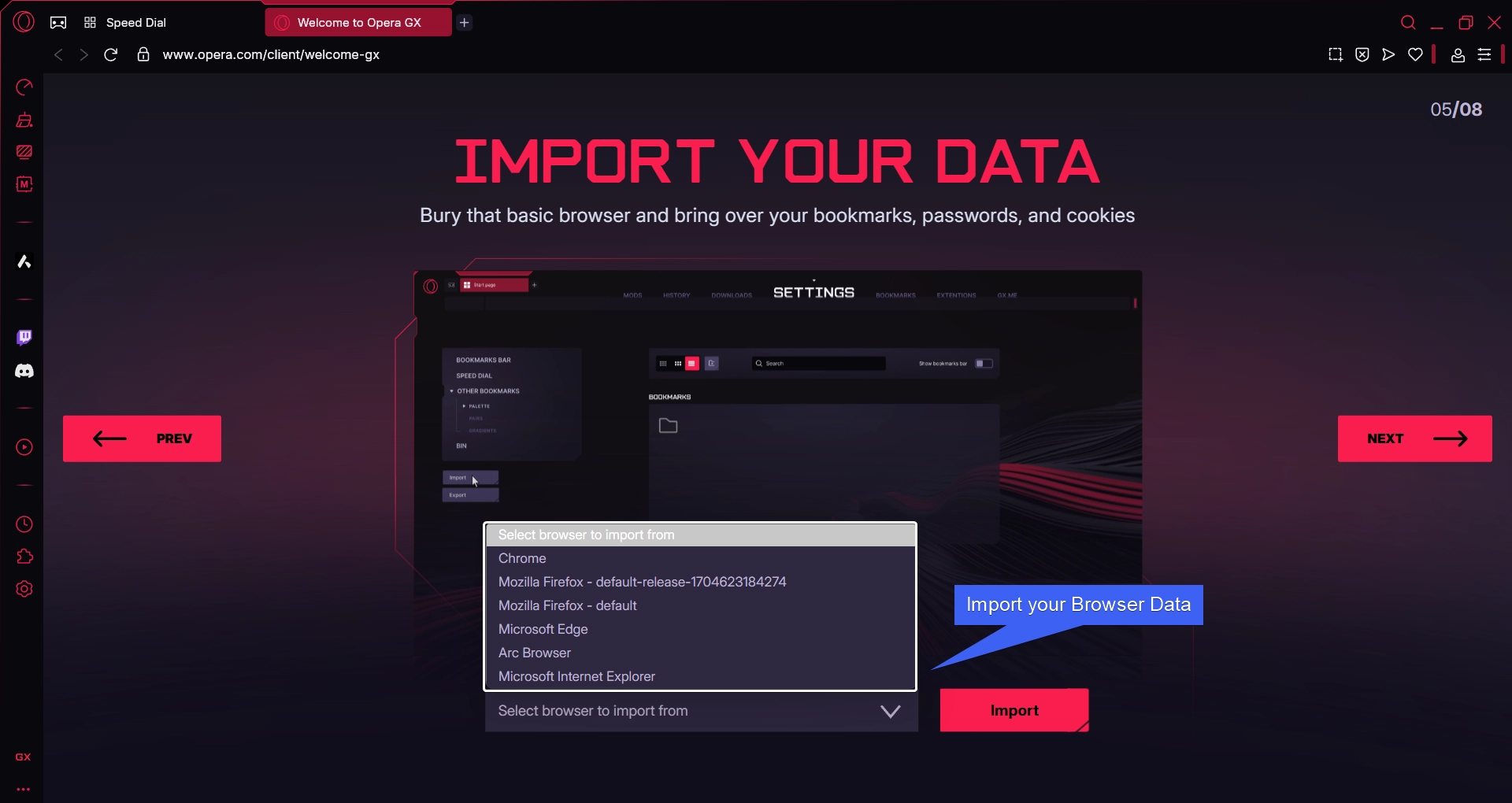 Import Browser Data Import Browser Data