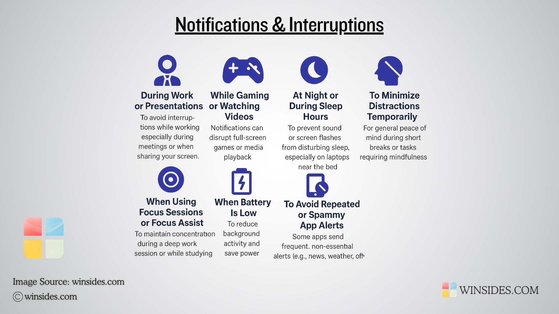 Notifications and Interruptions Notifications and Interruptions on Windows 11