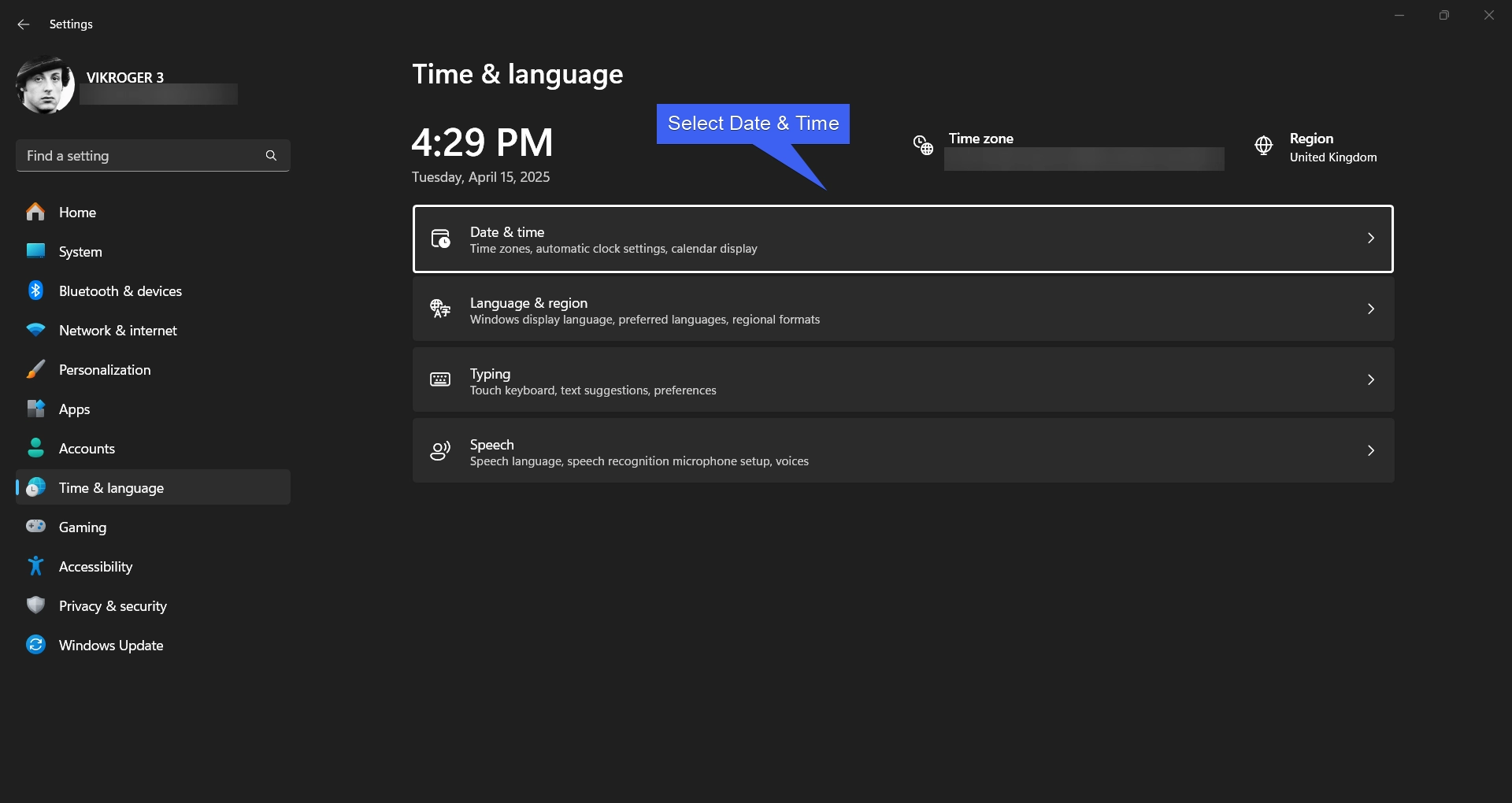 Select Date and Time Select Date and Time