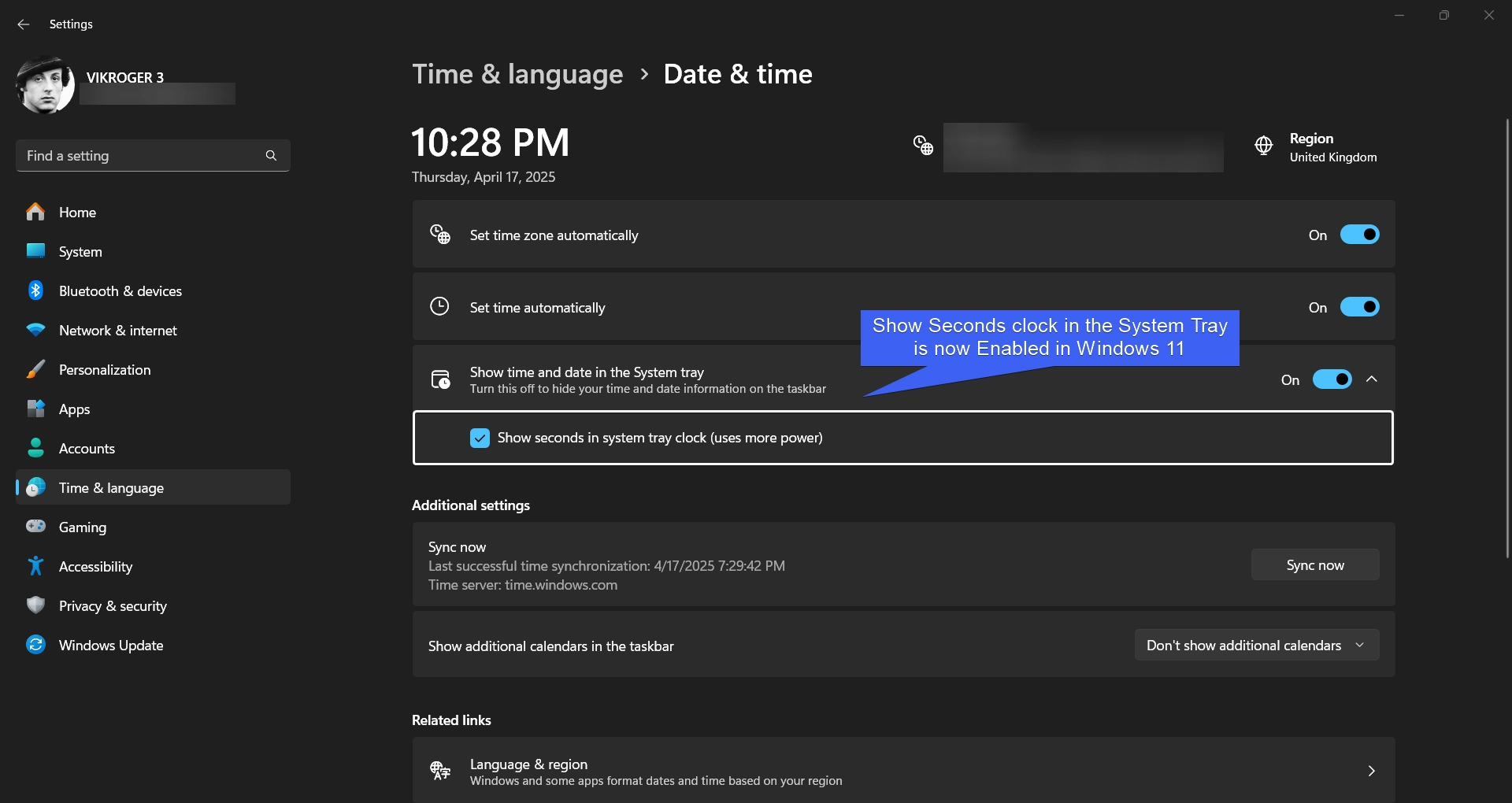 Show Seconds Clock option in the System Tray is now Enabled Show Seconds Clock option in the System Tray is now Enabled