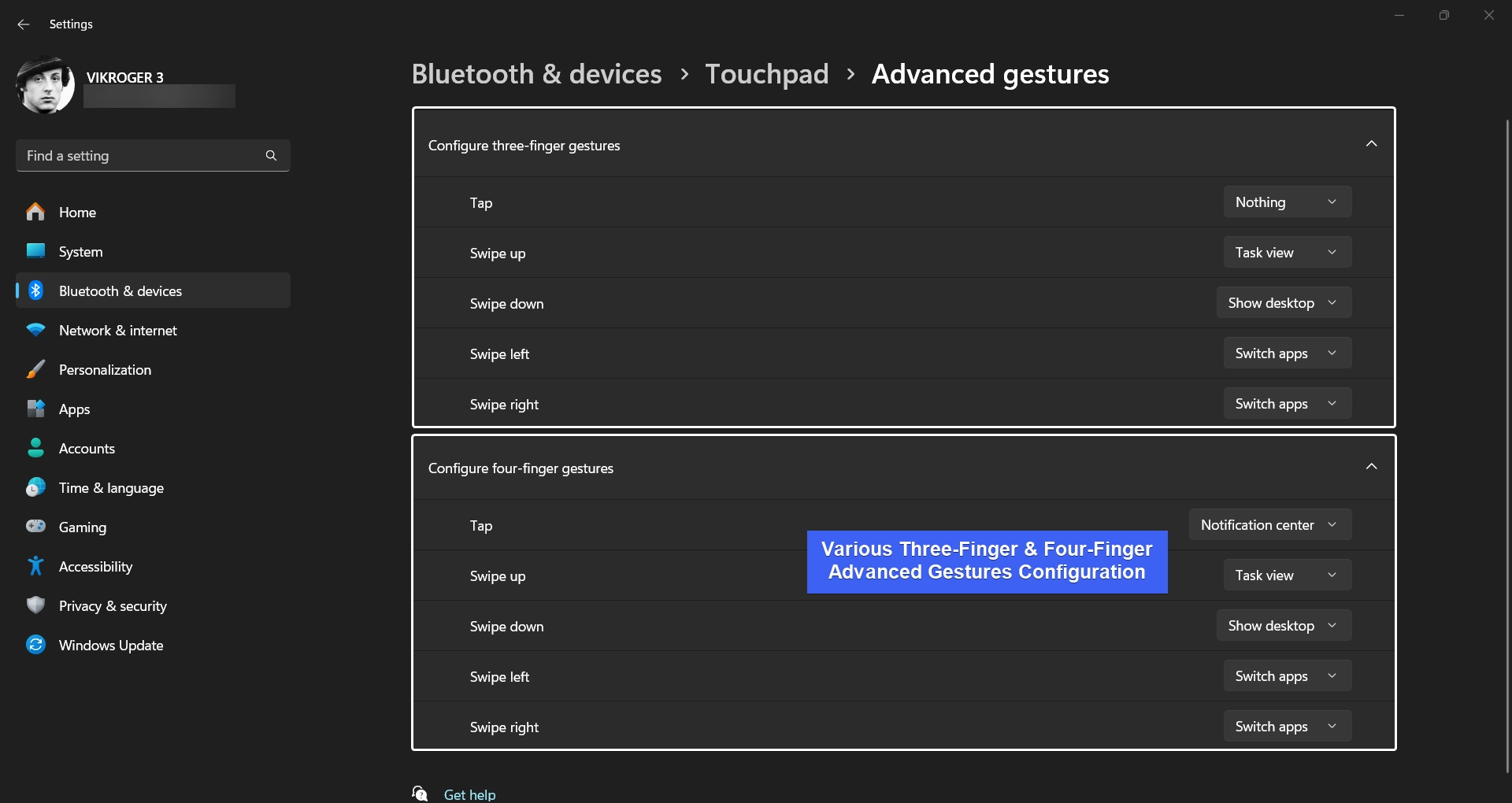 Advanced Gestures Configuration Advanced Gestures Configuration