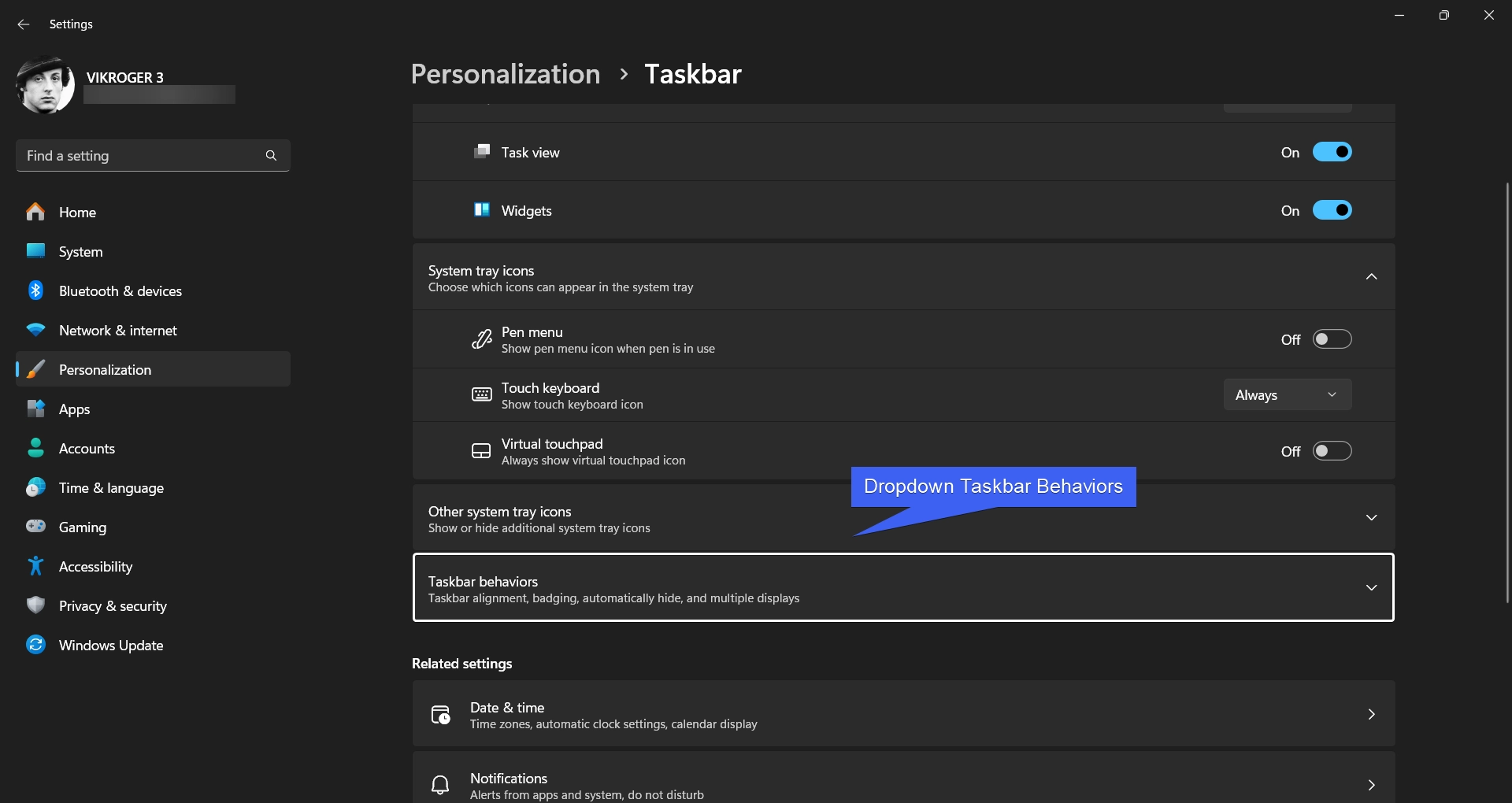 Expand Taskbar Behaviors Expand Taskbar Behaviors
