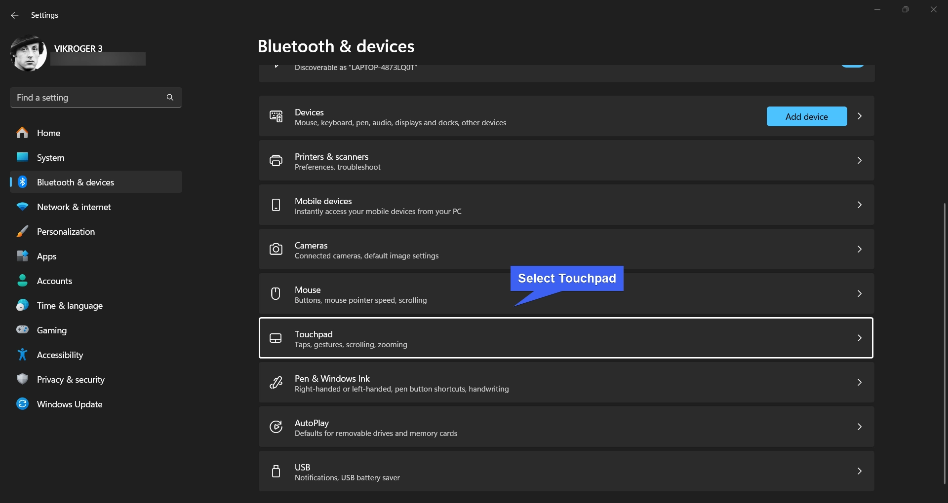 Proceed with Touchpad Proceed with Touchpad