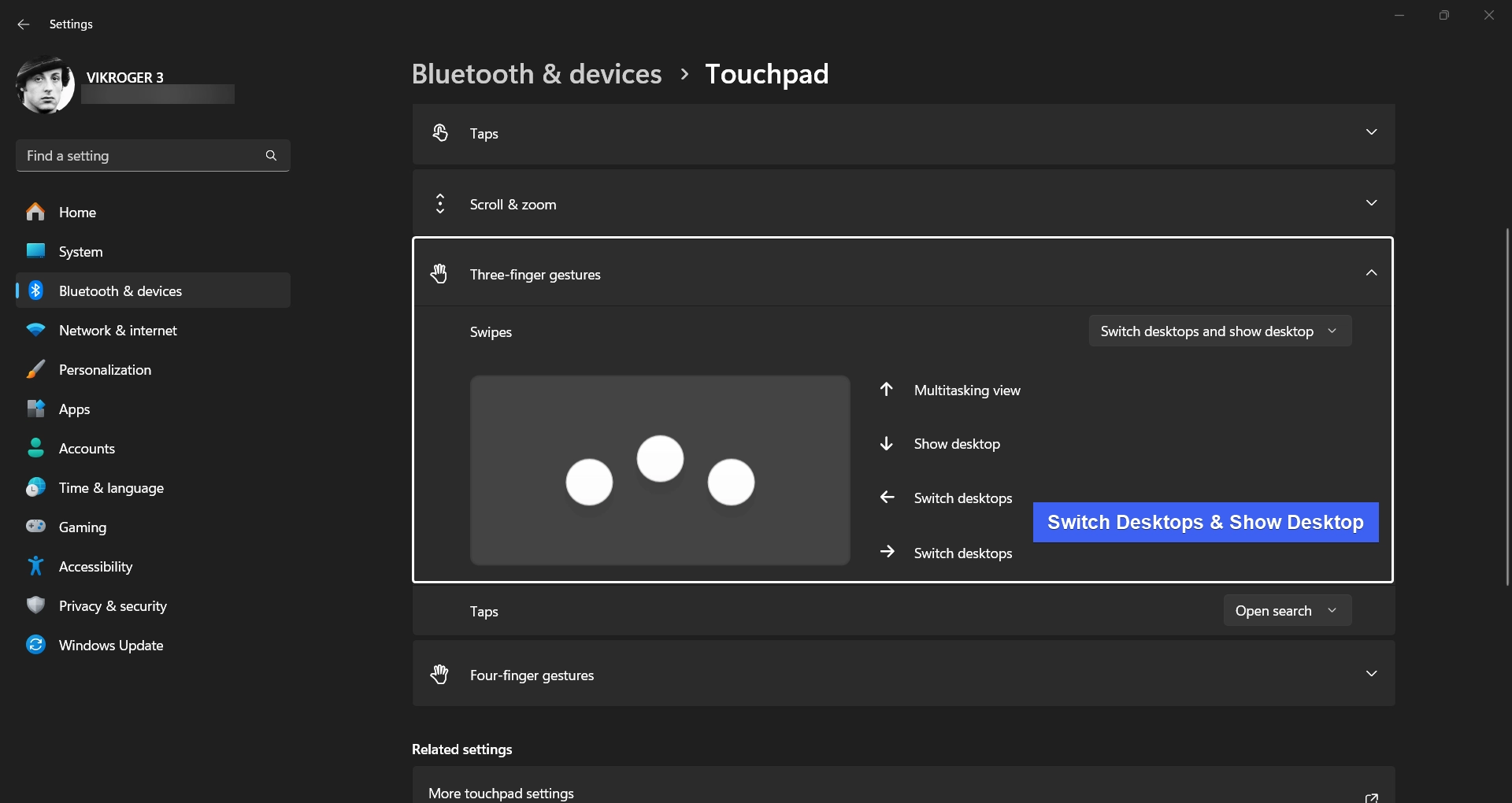 Switch Desktops and Show Desktop configuration Switch Desktops and Show Desktop configuration