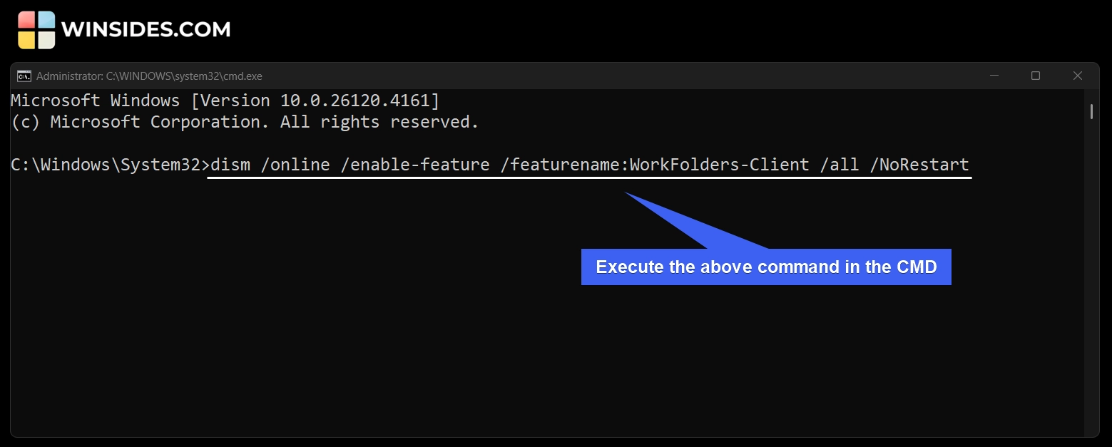 Execute the following command in the CMD Execute the following command in the CMD