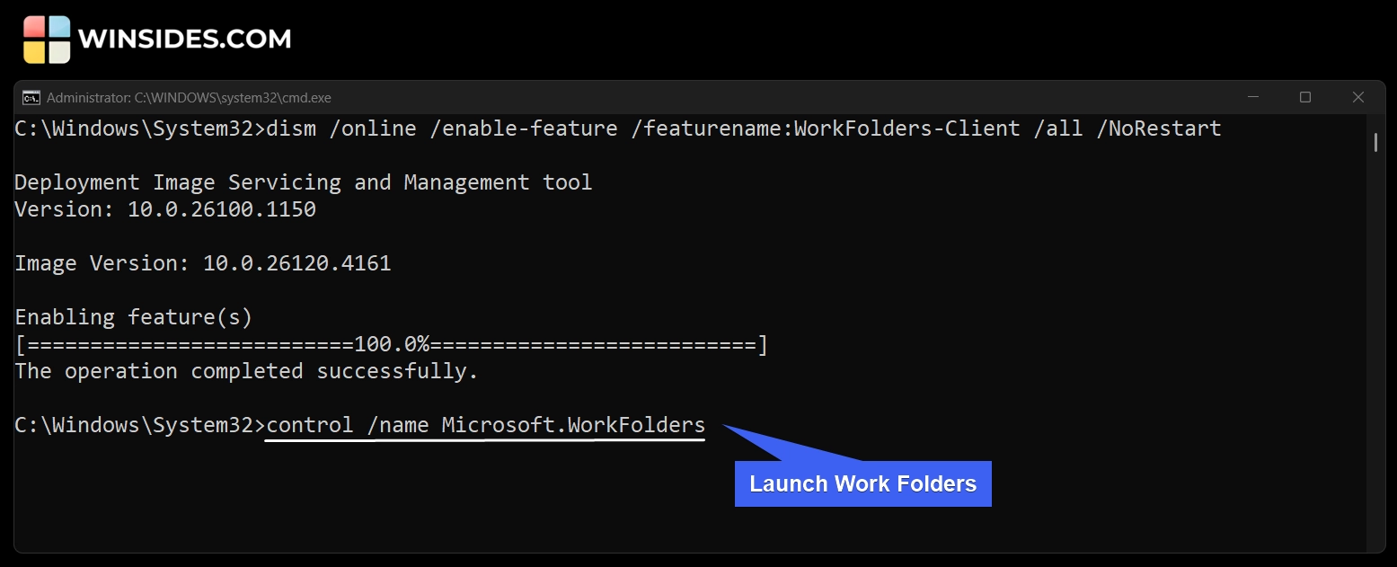 Launch Work Folders on Windows 11 Launch Work Folders on Windows 11