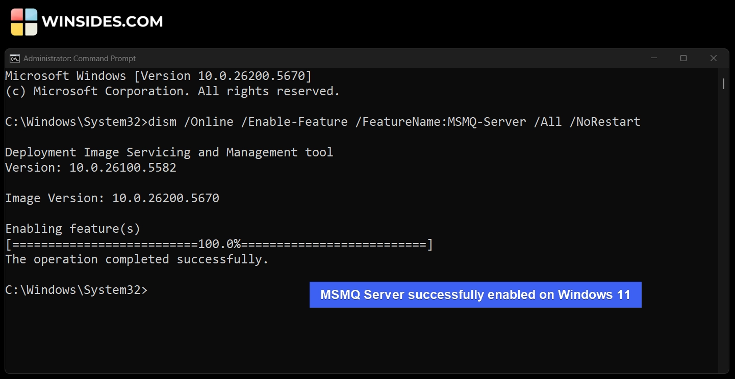 MSMQ Server successfully enabled on Windows 11 MSMQ Server successfully enabled on Windows 11