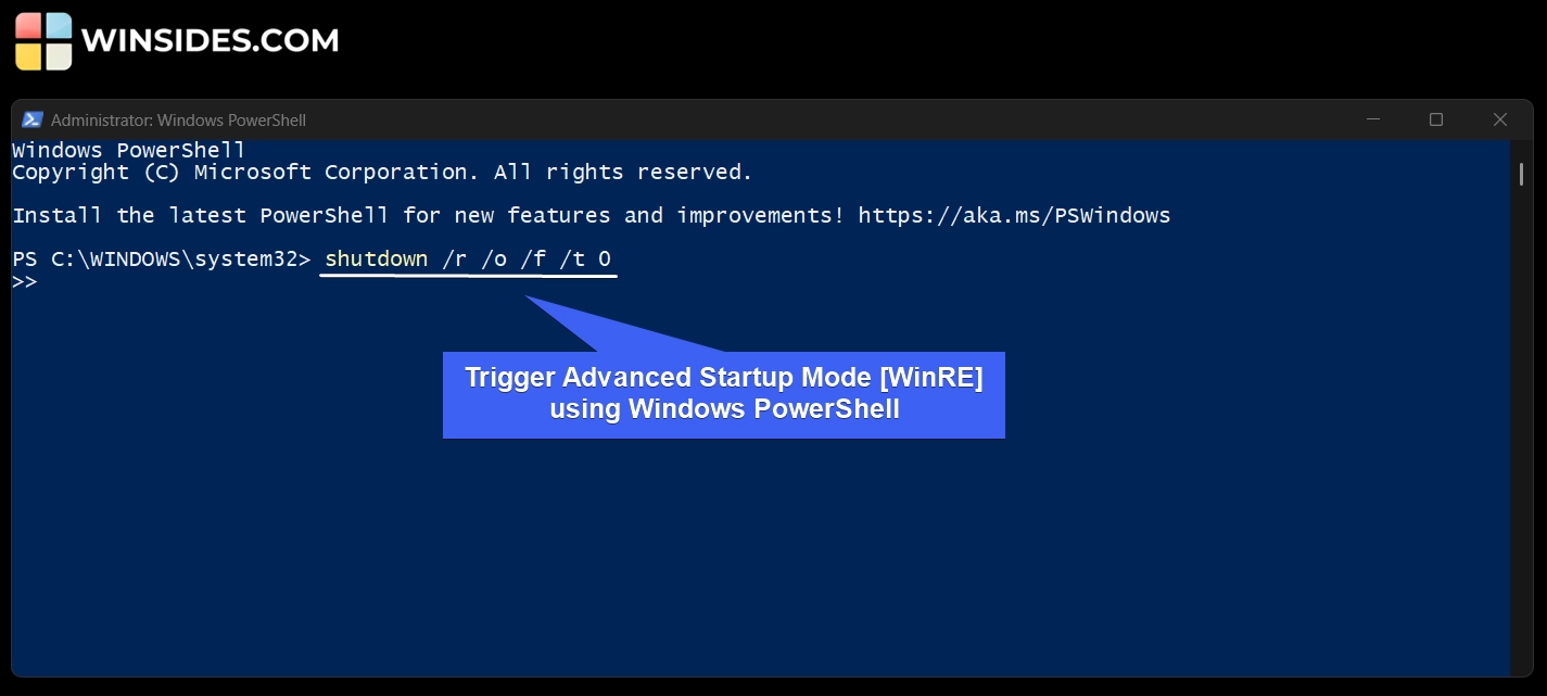 Trigger Advanced Startup Mode using Windows PowerShell Trigger Advanced Startup Mode using Windows PowerShell