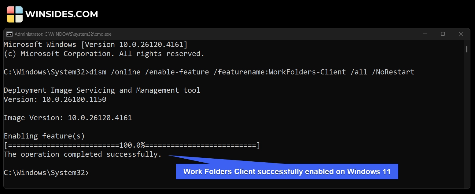 Work Folders Client enabled on Windows 11 Work Folders Client enabled on Windows 11