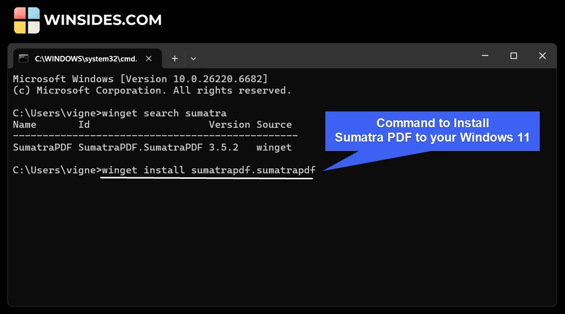 Complete WinGet Commands List for Windows 11 3 Command to Install Sumatra PDF