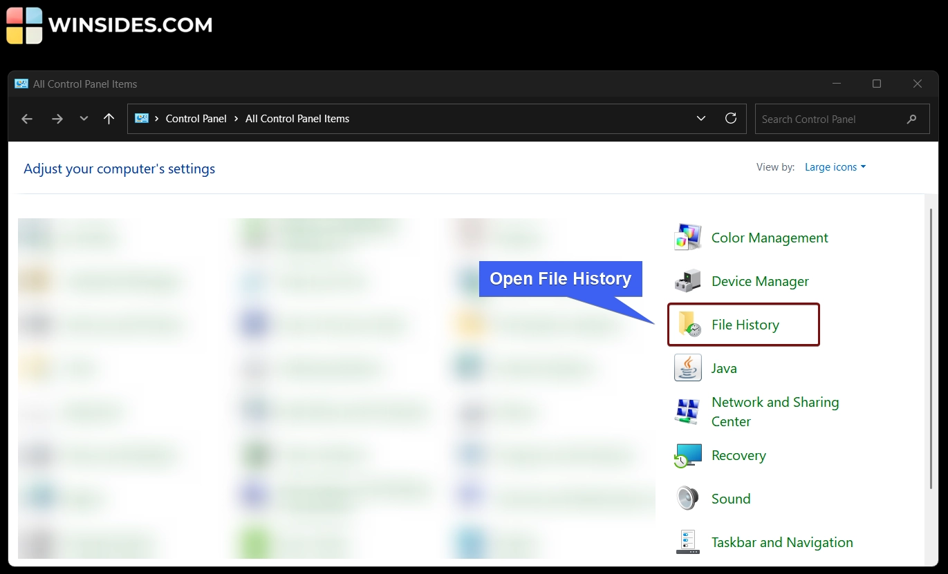 How to Enable File History on Windows 11? 2 Open File History using Control Panel