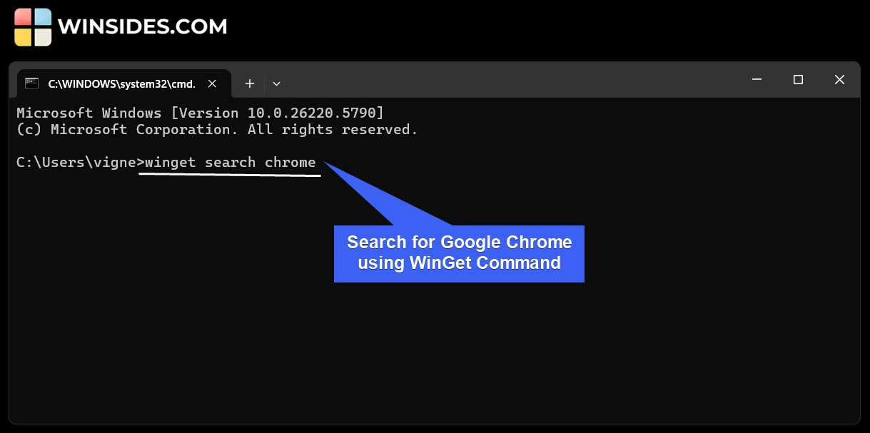 Search for Chrome Browser using WinGet Command Search for Chrome Browser using WinGet Command