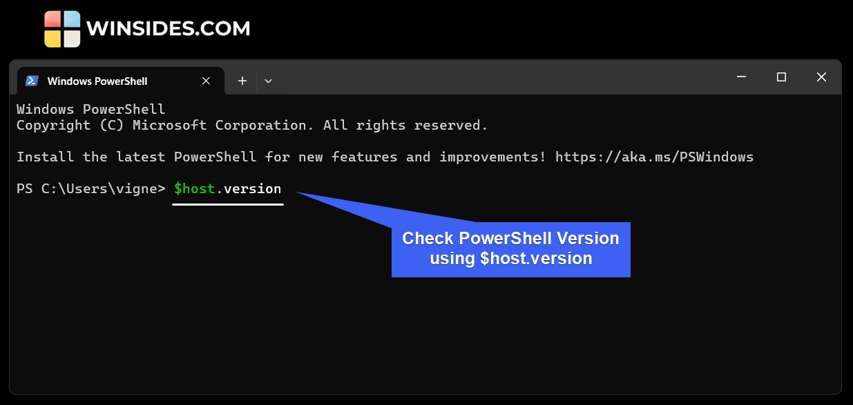 Check PowerShell Version using host.version Check PowerShell Version using host.version