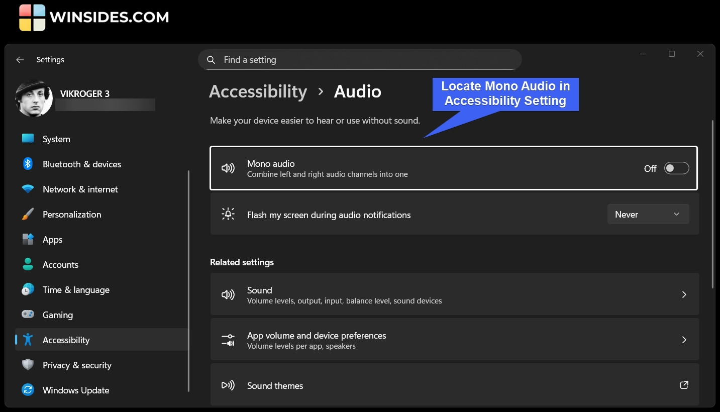 Locate Mono Audio Settings under Hearing Locate Mono Audio Settings under Hearing
