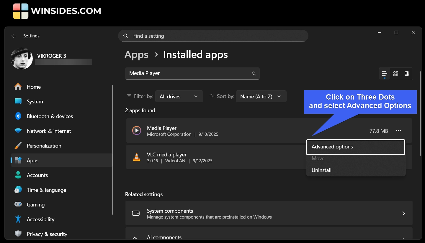 Media Player Advanced Options Media Player Advanced Options