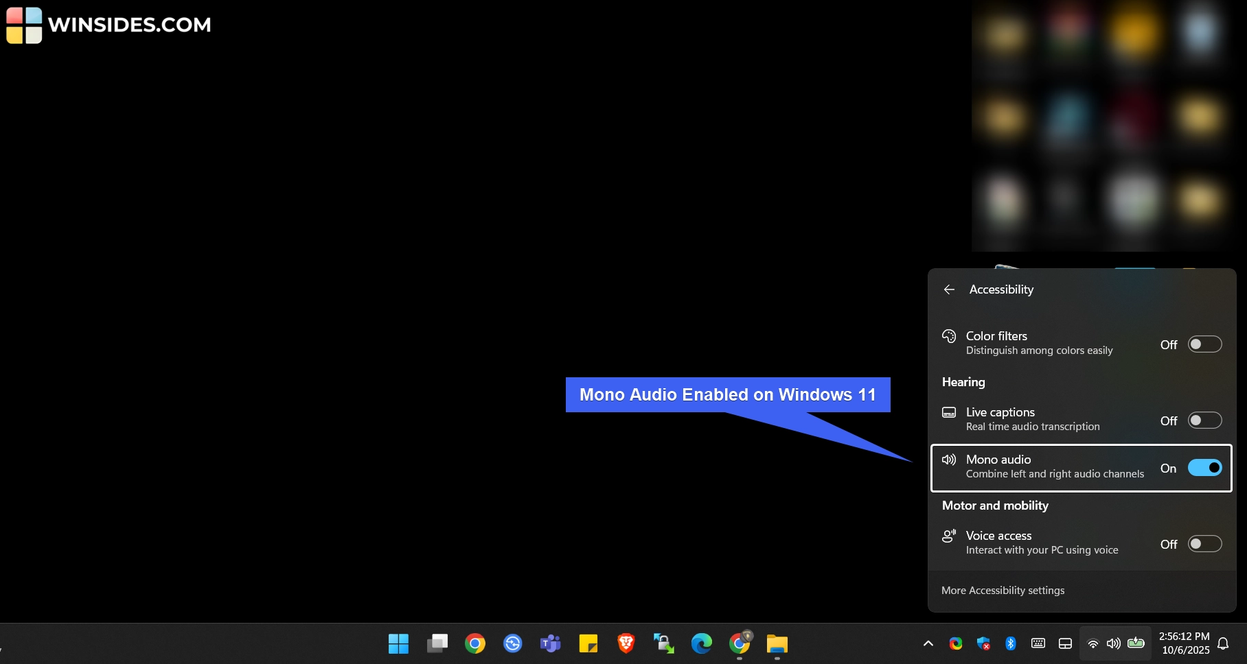 Mono Audio Enabled on Windows 11 Mono Audio Enabled on Windows 11
