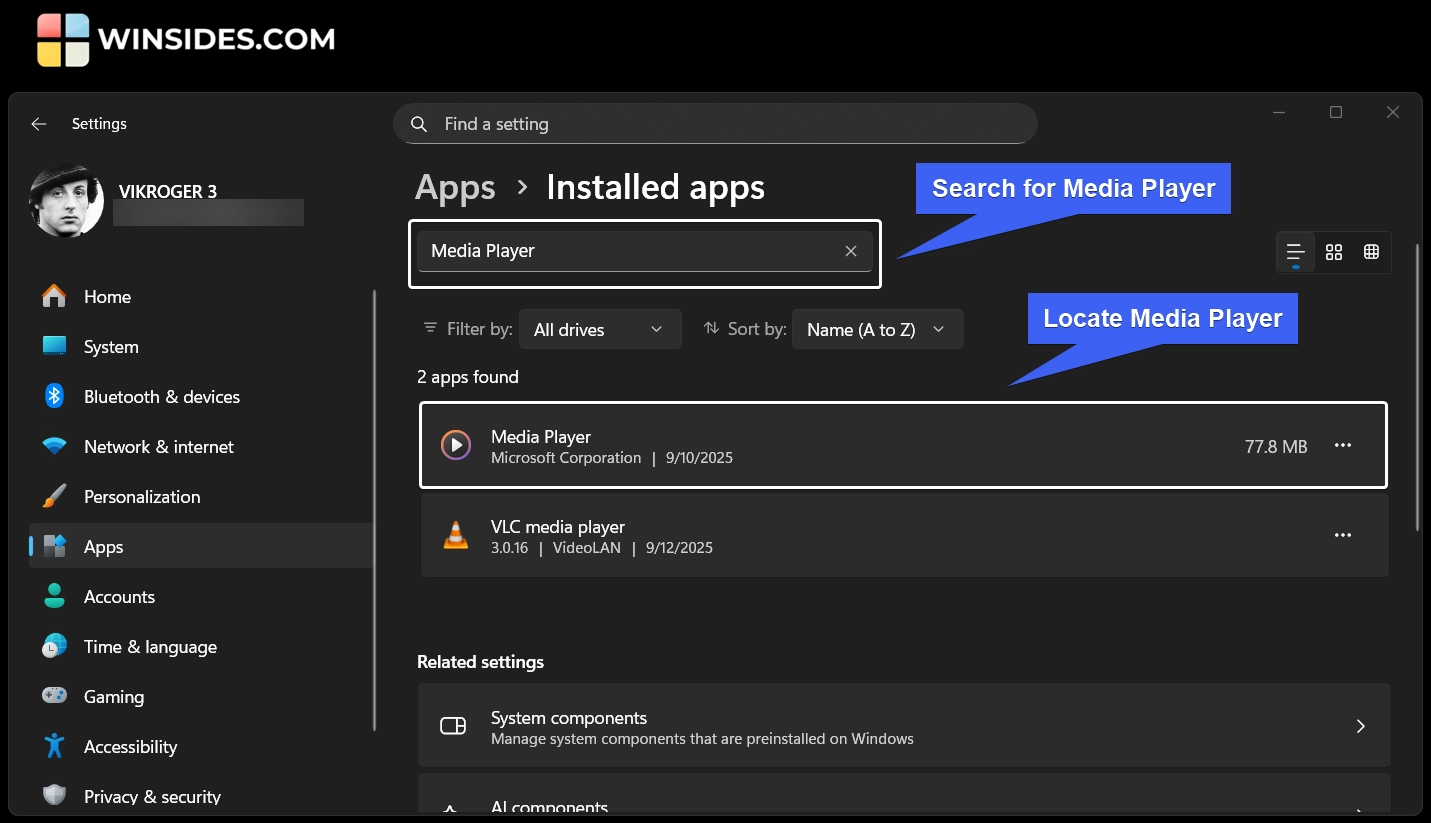 Search for and Locate Media Player Search for and Locate Media Player