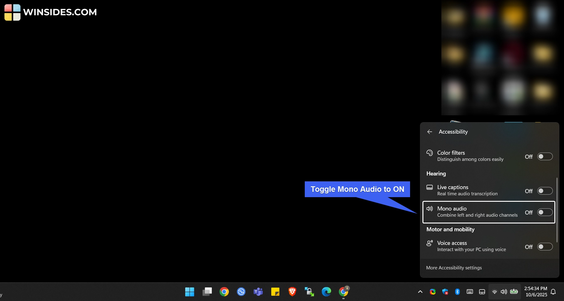 How to Enable Mono Audio on Windows 11? 1 Toggle Mono Audio to ON