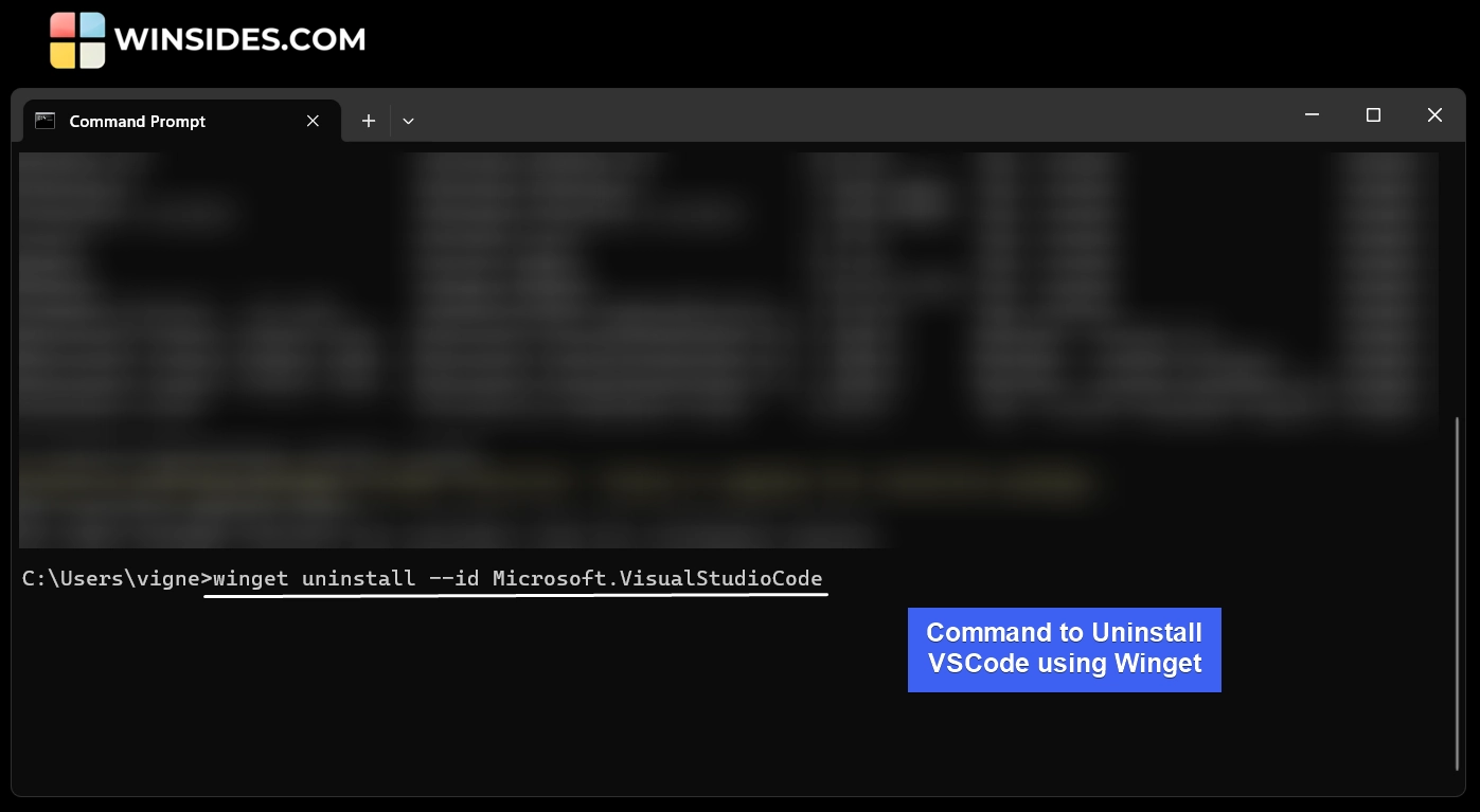 Uninstall VSCode using Winget on Windows 11 Uninstall VSCode using Winget on Windows 11