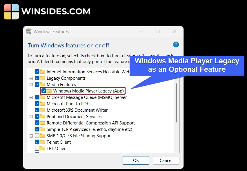 WMP Legacy App as an optional feature WMP Legacy App as an optional feature