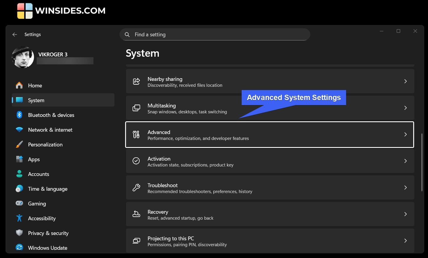 Advanced System Settings Advanced System Settings