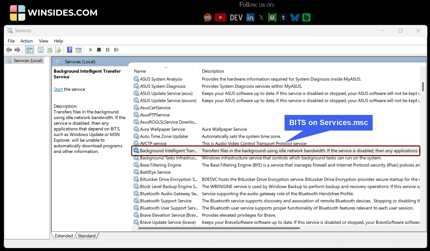 BITS using Services.msc BITS using Services.msc