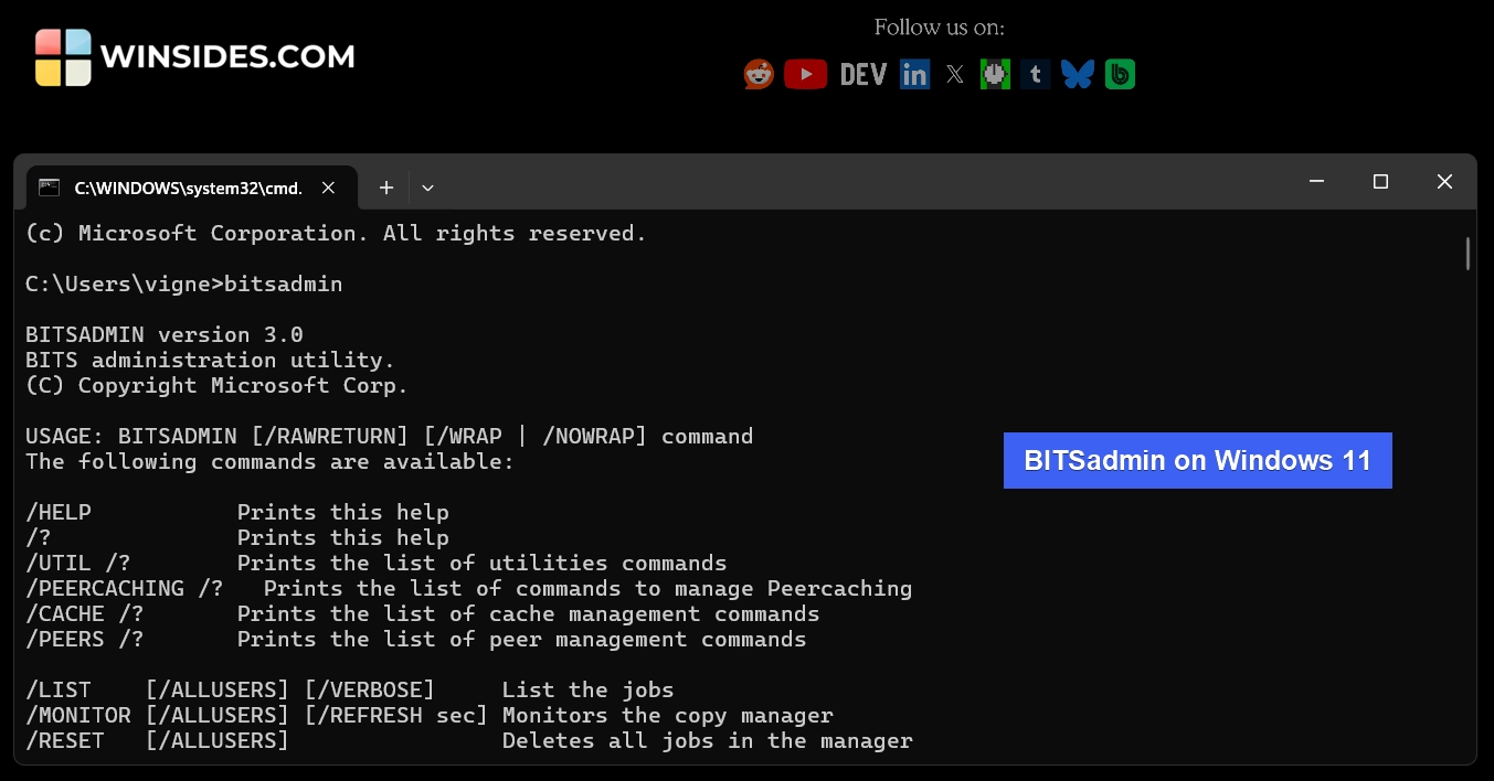 BITSadmin on Windows 11 BITSadmin on Windows 11