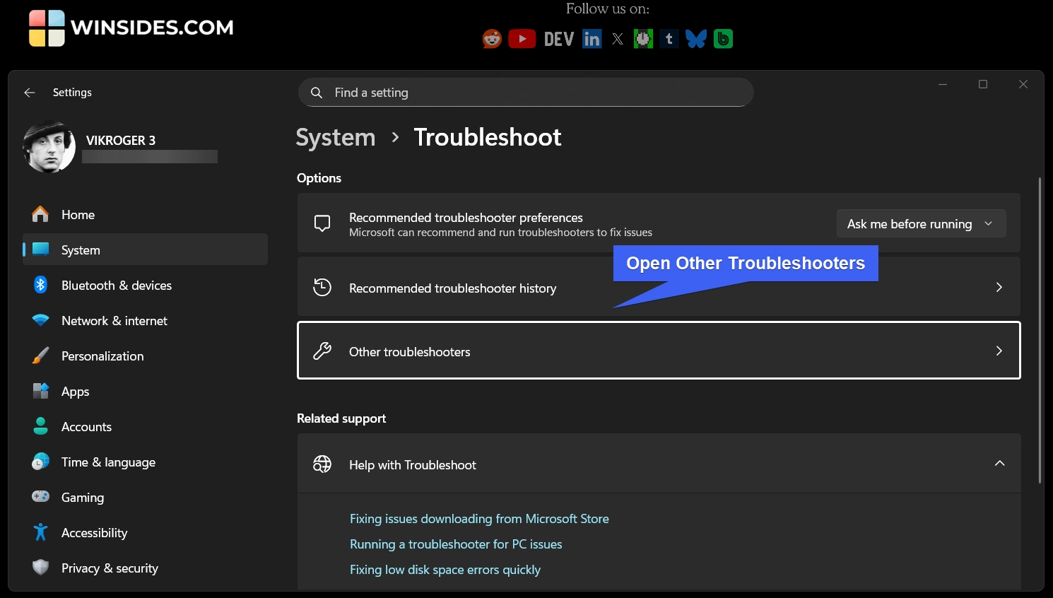 Other Troubleshooters Other Troubleshooters