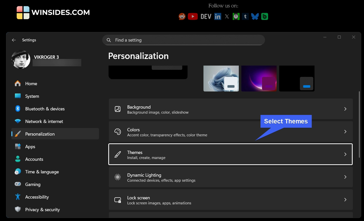 Click on Themes Click on Themes
