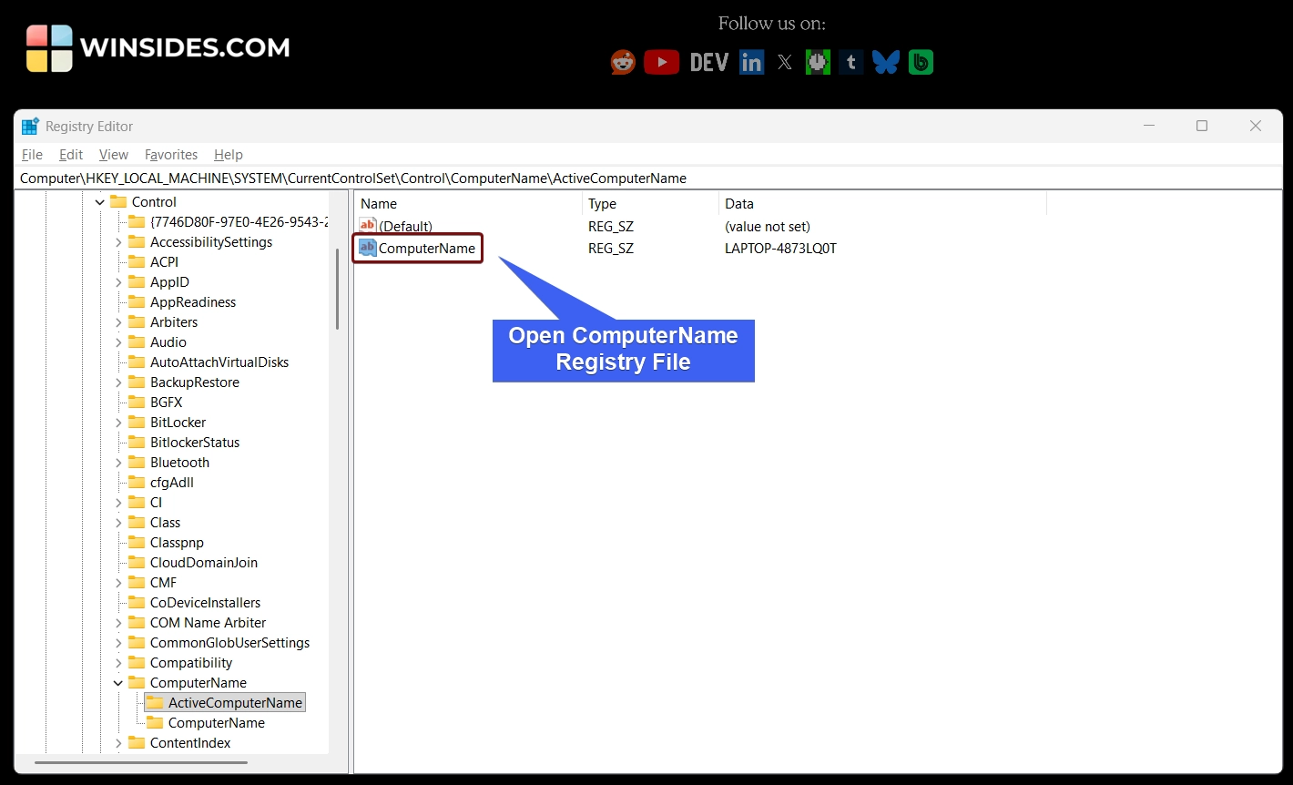 Open ComputerName Registry File Open ComputerName Registry File