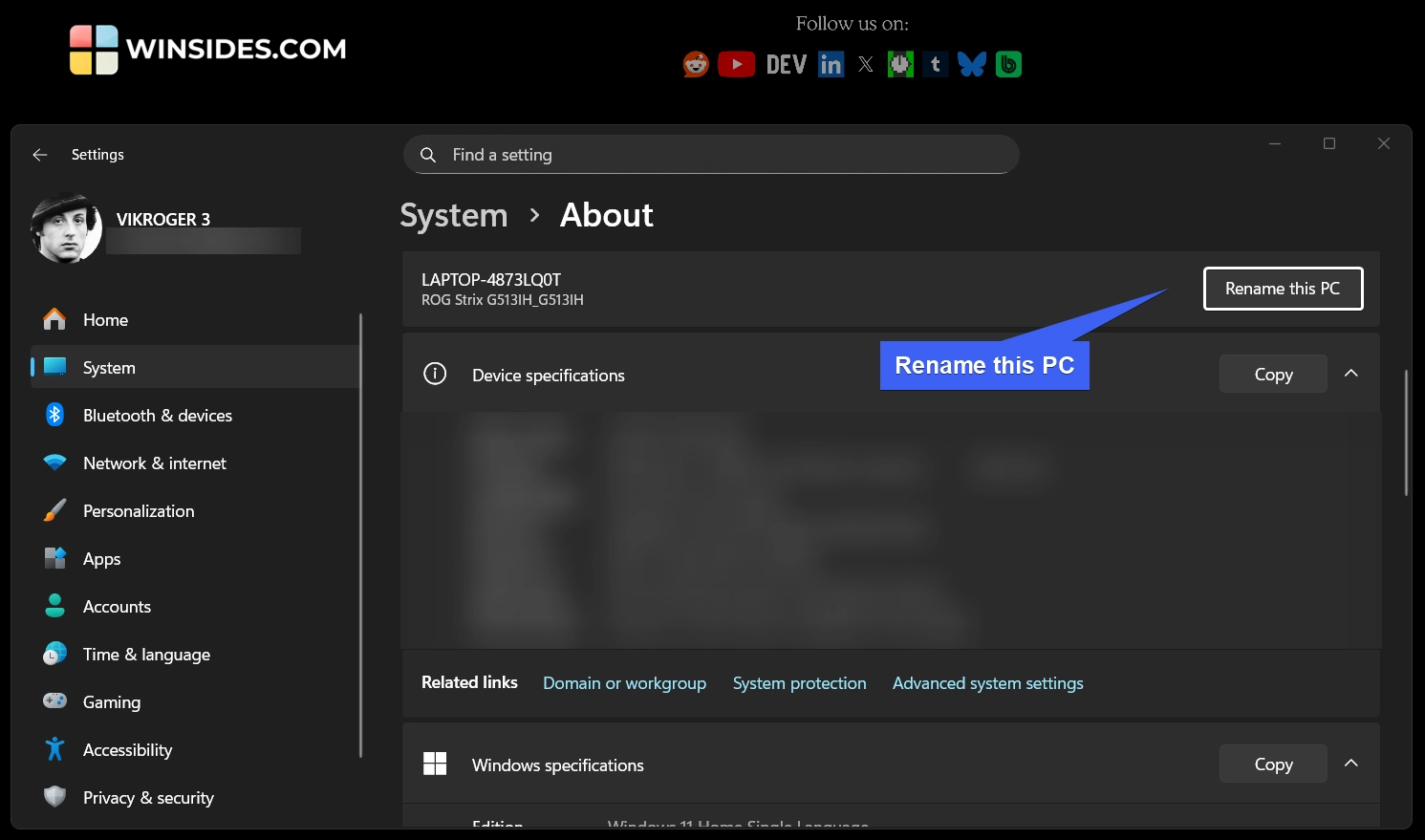 Rename this PC on Windows 11 Rename this PC on Windows 11