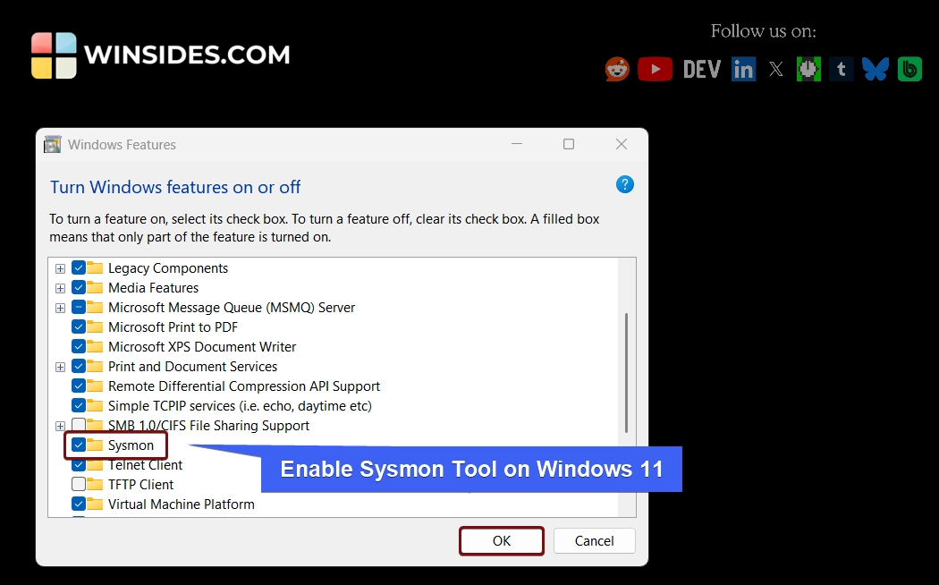Enable Sysmon Tool on Windows 11