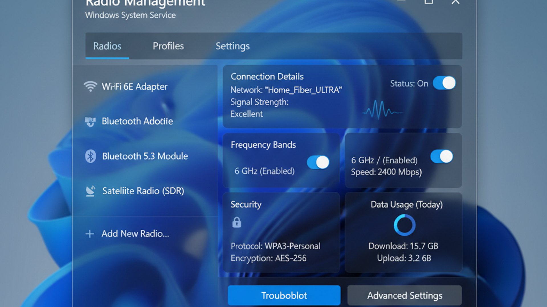 Radio Management Service on Windows 11 - How does it work? 3 Concept Visualization for Radio Management Service on Windows 11